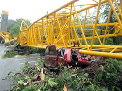 Crane failure that crushed vehicle when falling