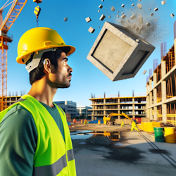 Worker watching load being lifted explode