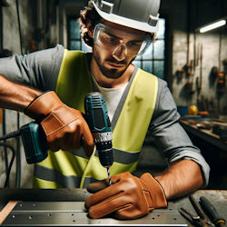 Worker using power drill