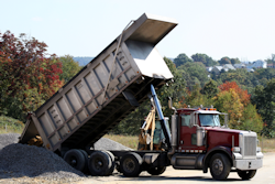 dump truck dumping load