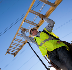 construction worker carrying a ladder