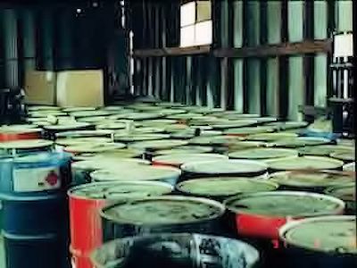 Drum barrels that must be eliminated prior to demolition.