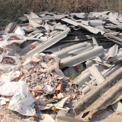 Image of demolition site containing visible and respirable silica waste