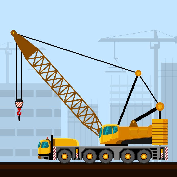 Illustrated Latticework Boom Crane