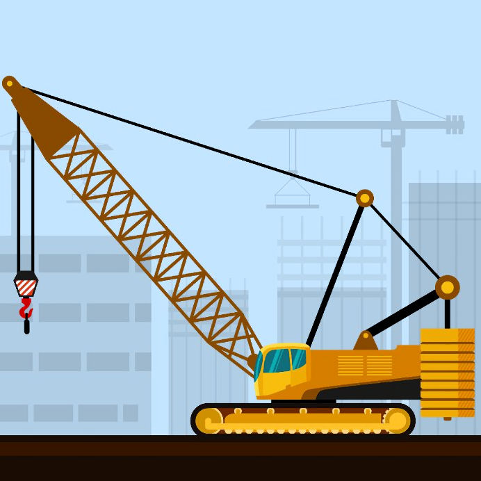 Illustrated Crawler-Mounted Latticework Boom Crane