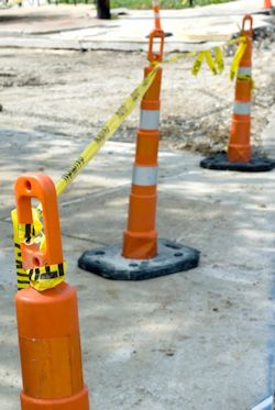 warning line and barricades erected for safety