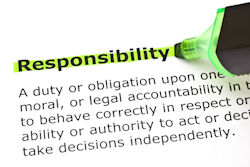 Marker pen highlighting the word responsibility