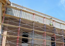 scaffolding outside multi floor building