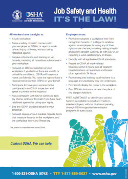 downloadable poster from OSHA about Job safety and health