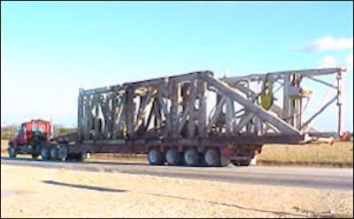 Truck towing rigging materials.