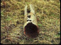 Pipe located outdoors that is corroded by the effects of H2S Hydrogen Sulfide