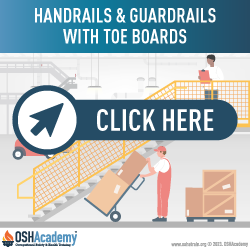 Infographic of handrails and guardrails with toe boards