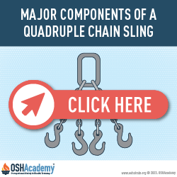 Infographic of the major compnents of a Quadruple Chain Sling 