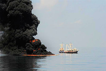 Image of controlled burn on water