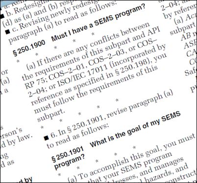 Image of the SEMS 30 CFR code