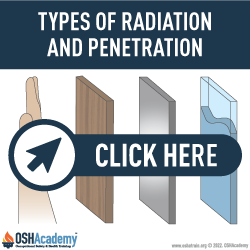 Infographic showing types of radiation and penetration